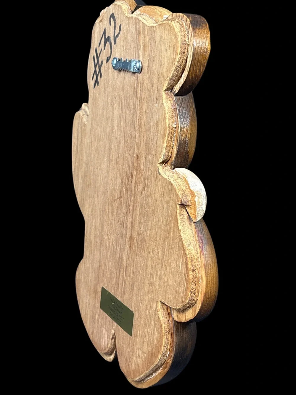 Handmade wooden Intarsia wall hanging Teddy Bear  10”